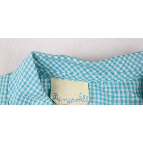 VINTAGE GIRL S BLUE PLAID CHECK DRESS - HONEYSUCKLE SEARS - Picture 3 of 5